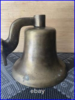 Antique Heavy Thick Solid Brass Ship Nautical Bell 7.40 LBS Lots of History
