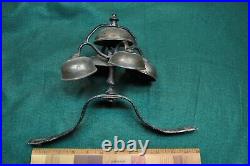 Antique Horse Collar 5 Sleigh Bells Tree Mount Nickle Plated Brass