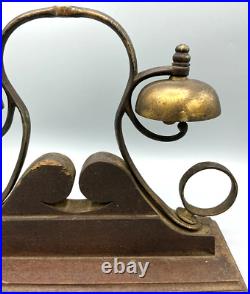 Antique Horse Harness Saddle Carriage Jingle 2 Bell Chimes Brass mounted on wood