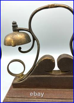 Antique Horse Harness Saddle Carriage Jingle 2 Bell Chimes Brass mounted on wood