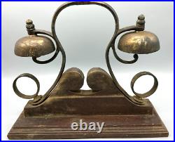 Antique Horse Harness Saddle Carriage Jingle 2 Bell Chimes Brass mounted on wood