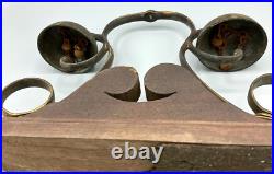 Antique Horse Harness Saddle Carriage Jingle 2 Bell Chimes Brass mounted on wood