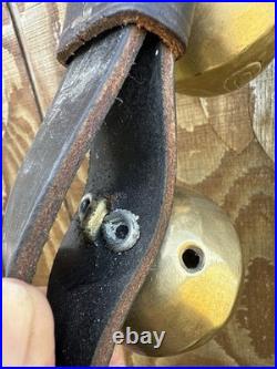 Antique Horse Sleigh Bells, 18 Brass Graduated Bells, Double Leather Straps (2)