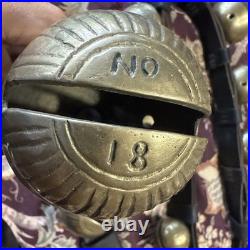 Antique Horse Sleigh Bells, 18 Brass Graduated Bells, Double Leather Straps (2)