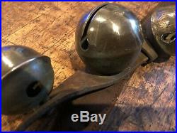 Antique Horse Sleigh Bells 23 Brass Bells 80 Long Leather Strap Vintage