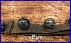 Antique Horse Sleigh Bells 23 Brass Bells 80 Long Leather Strap Vintage