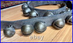 Antique Horse Sleigh Bells 65 Leather Strap 19 Graduated Numbered Bronze Bells