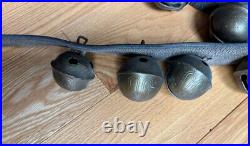 Antique Horse Sleigh Bells 65 Leather Strap 19 Graduated Numbered Bronze Bells
