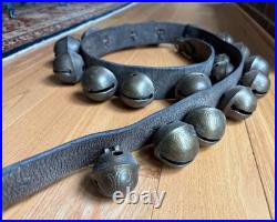 Antique Horse Sleigh Bells 65 Leather Strap 19 Graduated Numbered Bronze Bells