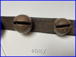 Antique Horse Sleigh Bells 78 Leather strap Brass Graduated Sizes No.'s 1 18
