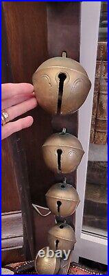 Antique Horse Sleigh Bells 7'6 Huge Graduated 15 Bells 3 1/4 To 2 1/4 C-1870