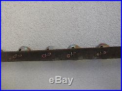 Antique Horse Sleigh Bells 88 Brass & Leather 19 Graduated Strap Old 1800s Neat