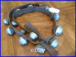 Antique Horse Sleigh Bells Black Leather Strap 15 Graduated Bells from 1 to 2