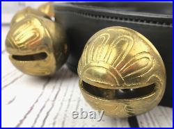 Antique Horse Sleigh Bells Black Leather Strap 25 Numbered Graduated Brass Bells