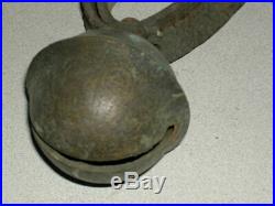 Antique Horse Sleigh Bells Cast Brass On Double Leather Belt 23