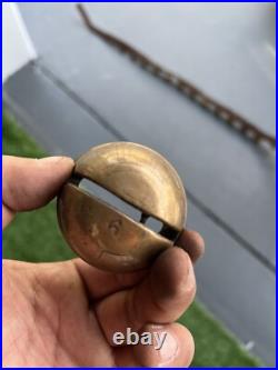 Antique Horse Sleigh Bells Double Leather Strap Brass 32 Bells Graduated