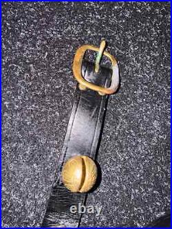 Antique Horse Sleigh Bells Double Leather strap Brass 23 Bells Graduated, 6 ft