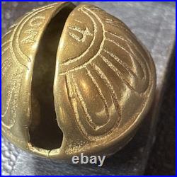 Antique Horse Sleigh Bells Leather Strap Brass Graduated Sizes 23'Long