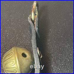 Antique Horse Sleigh Bells Leather Strap Brass Graduated Sizes 23'Long