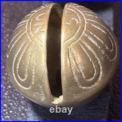 Antique Horse Sleigh Bells Leather Strap Brass Graduated Sizes 23'Long