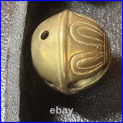Antique Horse Sleigh Bells Leather Strap Brass Graduated Sizes 23'Long