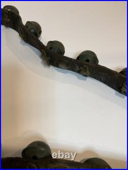 Antique Horshoe brass No. 2 sleigh bells with original leather strap (21 Bells)