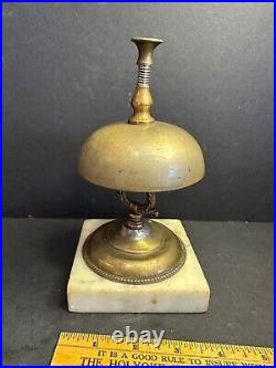 Antique Hotel Desk Bell, Plymouth Rock Hotel, MA, Brass & Marble, Working