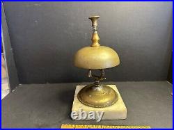 Antique Hotel Desk Bell, Plymouth Rock Hotel, MA, Brass & Marble, Working