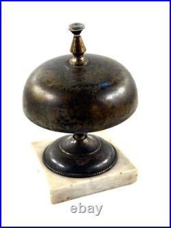 Antique Hotel General Store Counter Brass Bell with Marble Base LOUD nice