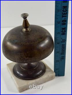 Antique Hotel General Store Counter Brass Bell with Marble Base LOUD nice