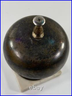 Antique Hotel General Store Counter Brass Bell with Marble Base LOUD nice