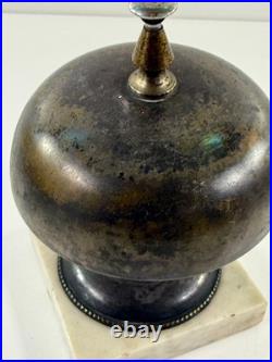 Antique Hotel General Store Counter Brass Bell with Marble Base LOUD nice