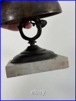 Antique Hotel General Store Counter Brass Bell with Marble Base LOUD nice