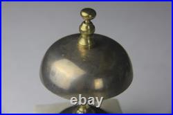 Antique Hotel Inn Front Desk Service Brass Bell White Marble Base WORKS