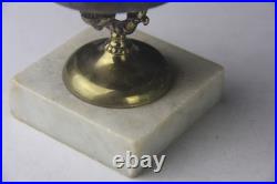 Antique Hotel Inn Front Desk Service Brass Bell White Marble Base WORKS
