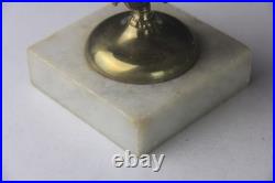Antique Hotel Inn Front Desk Service Brass Bell White Marble Base WORKS