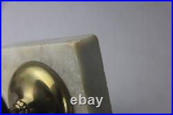 Antique Hotel Inn Front Desk Service Brass Bell White Marble Base WORKS