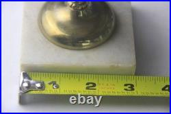 Antique Hotel Inn Front Desk Service Brass Bell White Marble Base WORKS