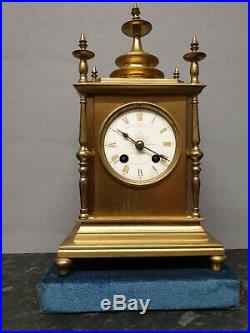 Antique Howel James & Co. Brass French Mantle Bell Strike Table clock