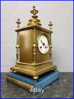 Antique Howel James & Co. Brass French Mantle Bell Strike Table clock