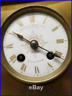 Antique Howel James & Co. Brass French Mantle Bell Strike Table clock