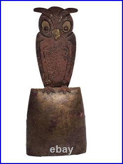 Antique Hugo Goberg Austria Figural Owl Bell Rare Brass Collectible circa 1900