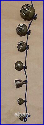 Antique India Temple Elephant Claw Bells Different Sizes Solid Brass Enamel Lot7