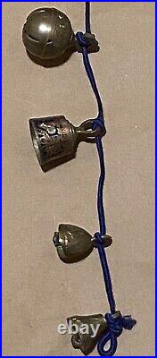 Antique India Temple Elephant Claw Bells Different Sizes Solid Brass Enamel Lot7