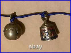 Antique India Temple Elephant Claw Bells Different Sizes Solid Brass Enamel Lot7