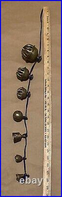 Antique India Temple Elephant Claw Bells Different Sizes Solid Brass Enamel Lot7