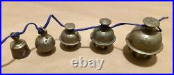 Antique India Temple Elephant Claw Bells Different Sizes Solid Brass Enamel Lot7