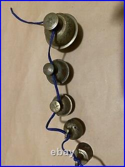 Antique India Temple Elephant Claw Bells Different Sizes Solid Brass Enamel Lot7