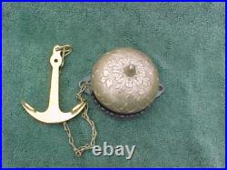 Antique JULY 4TH 1878 Door Bell Lever Action w Brass Anchor Pull Ornate Cover