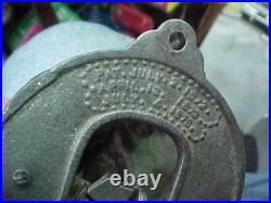 Antique JULY 4TH 1878 Door Bell Lever Action w Brass Anchor Pull Ornate Cover